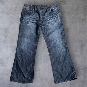 Buffalo Jeans DRIP Mens Medium/Dark Wash Distressed Bootcut‎ Denim Pants Size 36